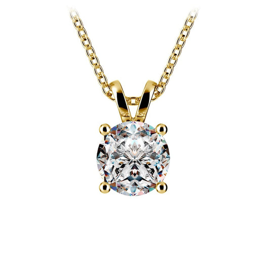 0.5/ 0.75 Ctw Prong Set Round Diamond Pendant In White /Yellow Gold G - VS - New Generation Old Tradition
