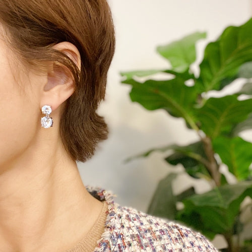 Double Diamond Dangle Earrings Bijoux Majestique Jewelry