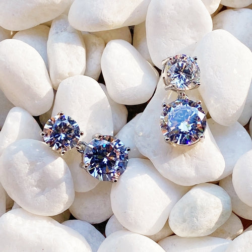 Double Diamond Dangle Earrings Bijoux Majestique Jewelry
