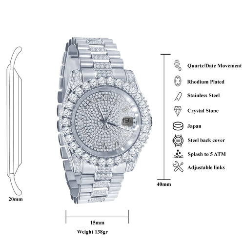 Forte Steel CZ Watch | 530301 Bijoux Majestique Jewelry
