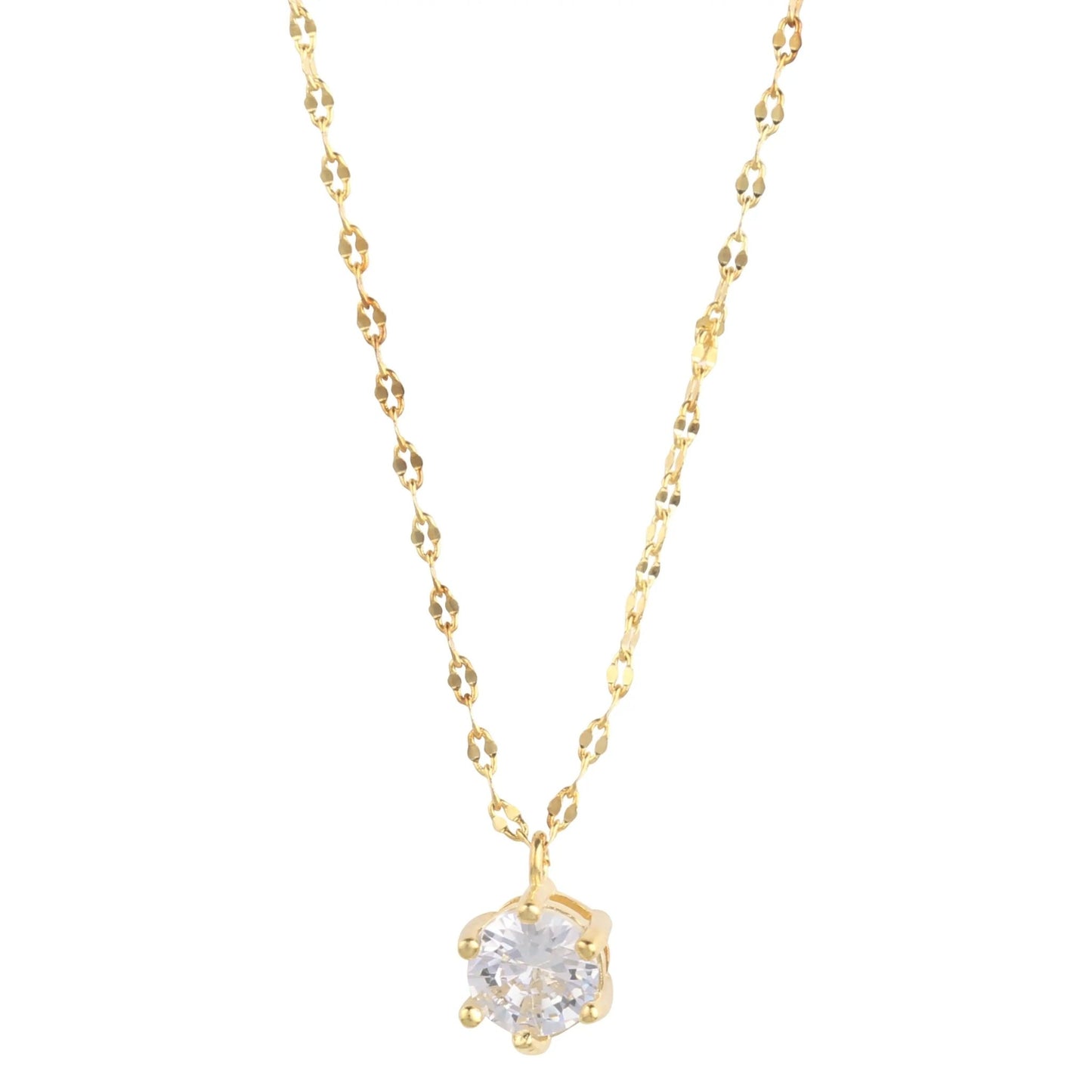 14K Gold Plated Solitaire Necklace - Bijoux Majestique Jewelry