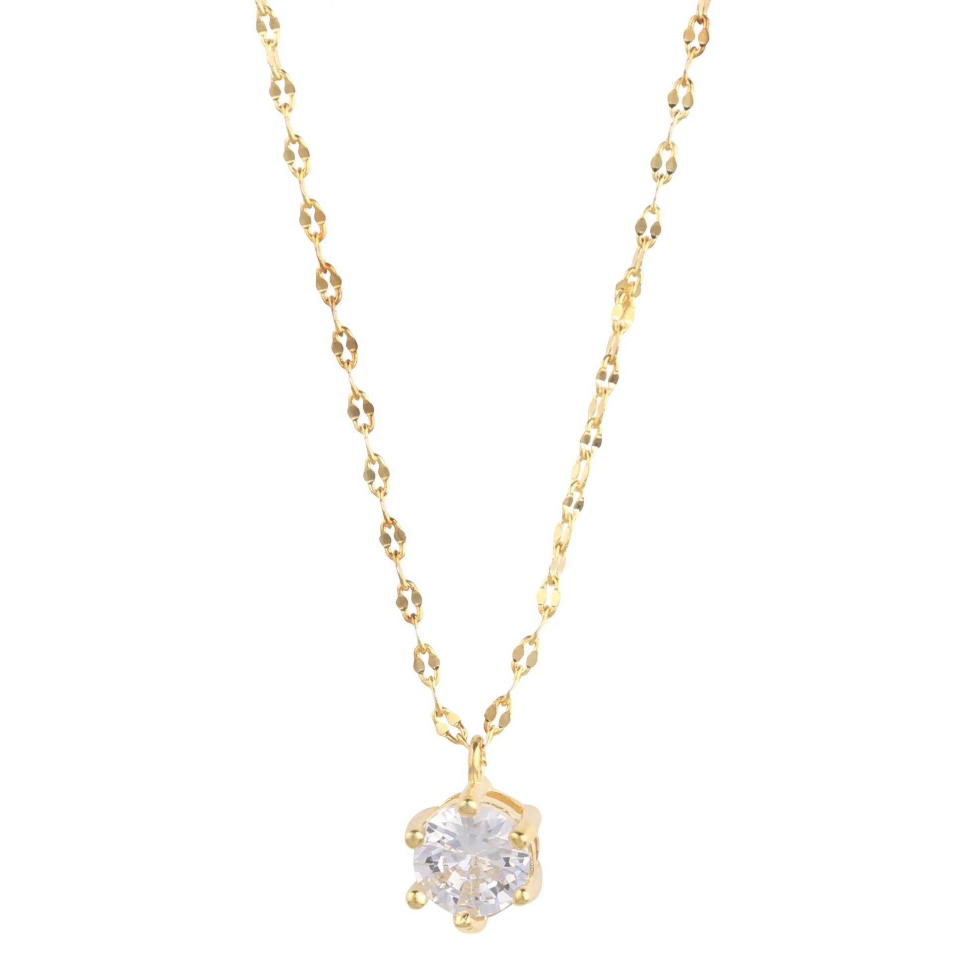 14K Gold Plated Solitaire Necklace - Bijoux Majestique Jewelry