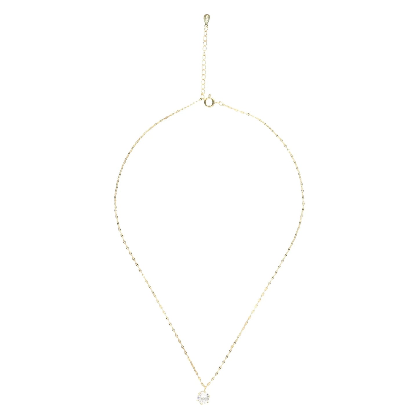 14K Gold Plated Solitaire Necklace - Bijoux Majestique Jewelry