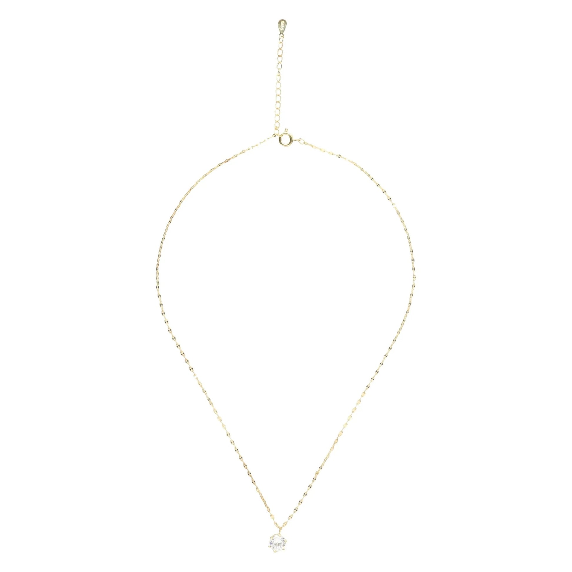 14K Gold Plated Solitaire Necklace - Bijoux Majestique Jewelry