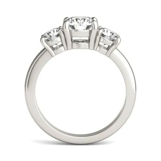 AGI Certified 2 CTW Classic Three - Stone Round Lab Grown Diamond (G - VS) Engagement Ring in 14K White Gold - Bijoux Majestique Jewelry