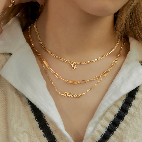 Personalized Letter Necklace, Curb Chain Necklace For Women Bijoux Majestique Jewelry