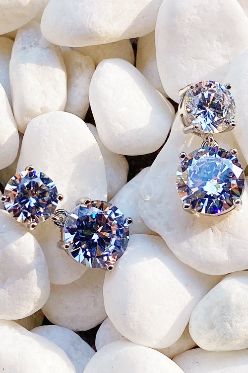 Double Diamond Dangle Earrings Bijoux Majestique Jewelry