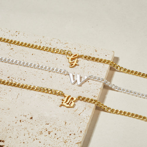 Personalized Letter Necklace, Curb Chain Necklace For Women Bijoux Majestique Jewelry