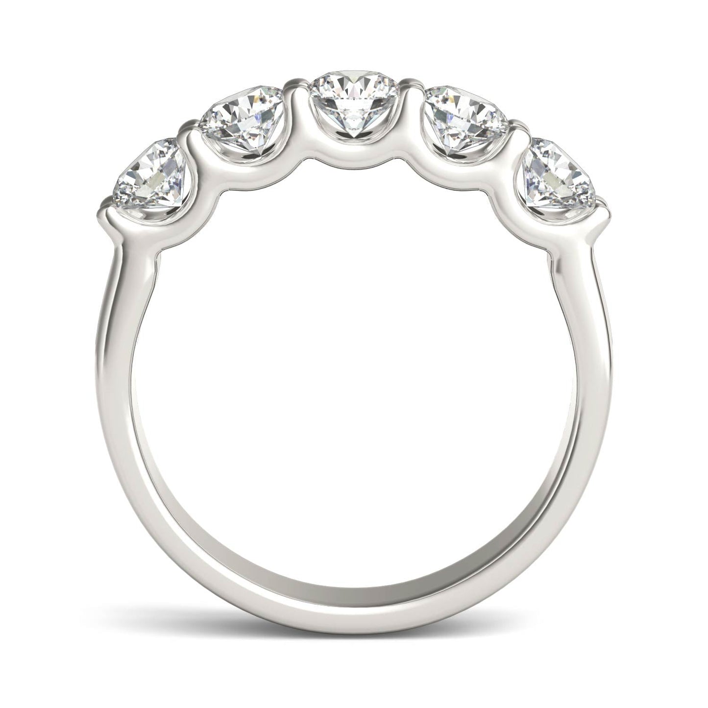 AGI Certified 1 1/4 CTW Round Lab Grown Diamond (G/VS) Five Stone Anniversary Band in 14K White Gold - Bijoux Majestique Jewelry