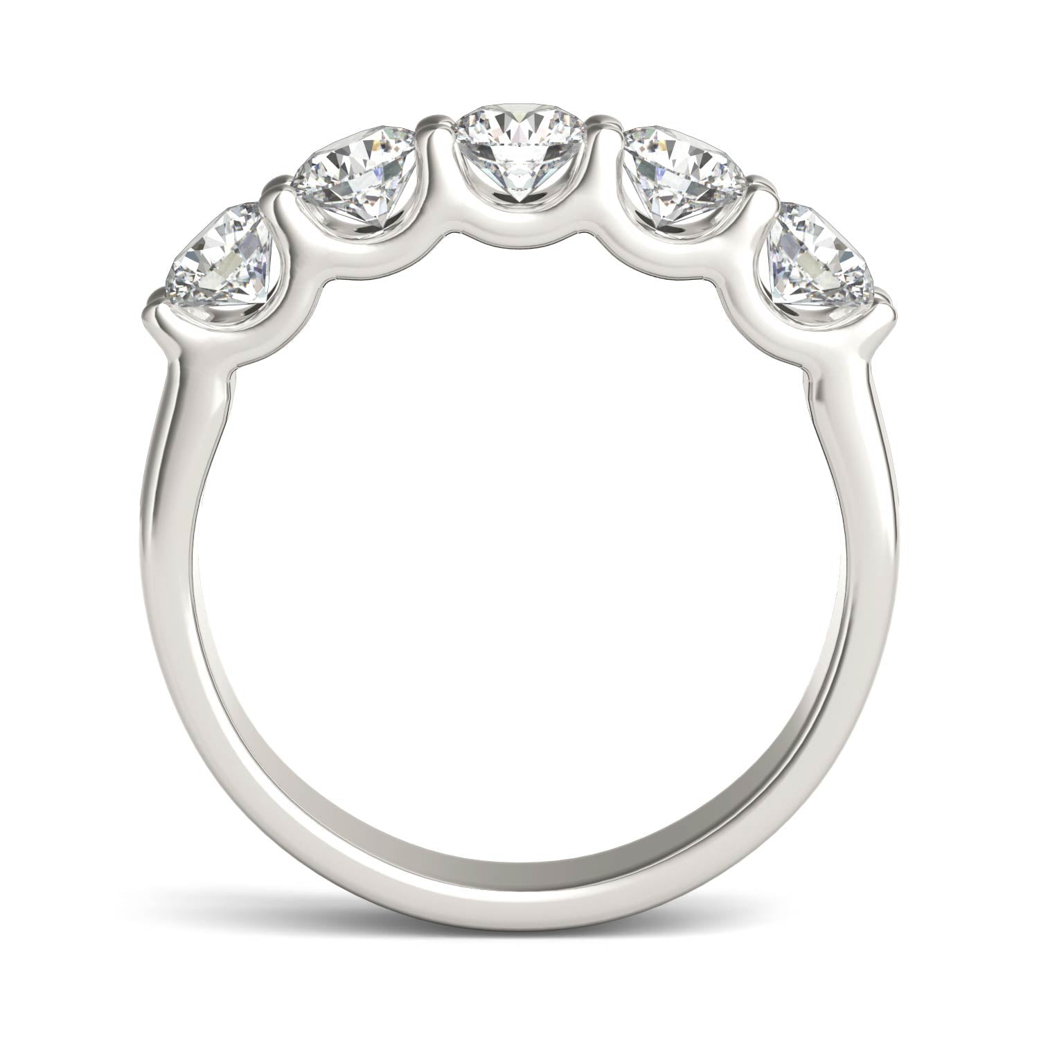 AGI Certified 1 1/4 CTW Round Lab Grown Diamond (G/VS) Five Stone Anniversary Band in 14K White Gold - Bijoux Majestique Jewelry