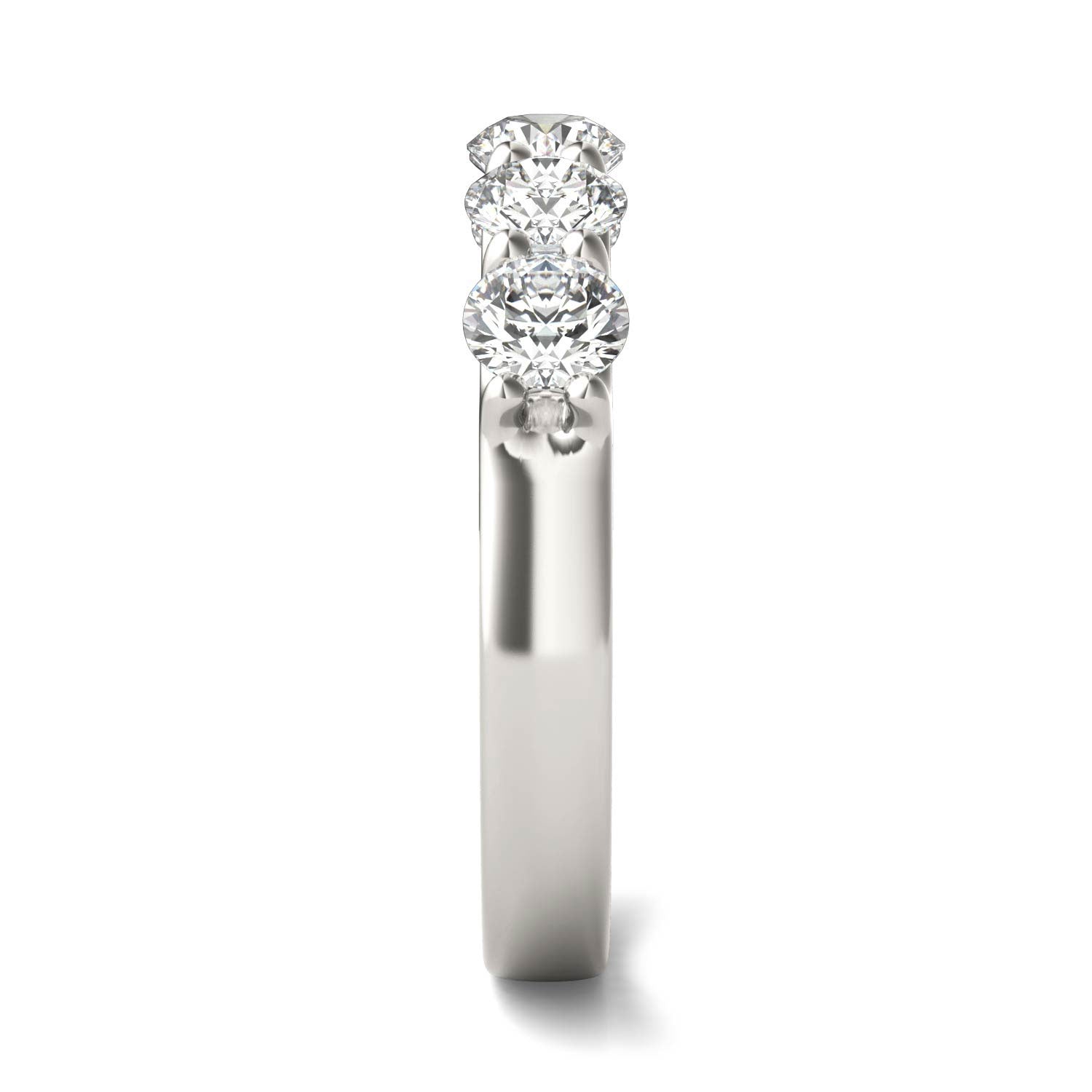 AGI Certified 1 1/4 CTW Round Lab Grown Diamond (G/VS) Five Stone Anniversary Band in 14K White Gold - Bijoux Majestique Jewelry