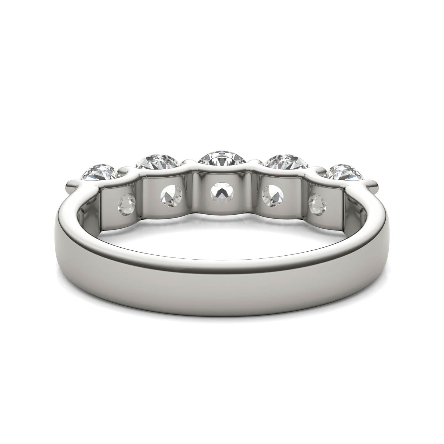AGI Certified 1 1/4 CTW Round Lab Grown Diamond (G/VS) Five Stone Anniversary Band in 14K White Gold - Bijoux Majestique Jewelry