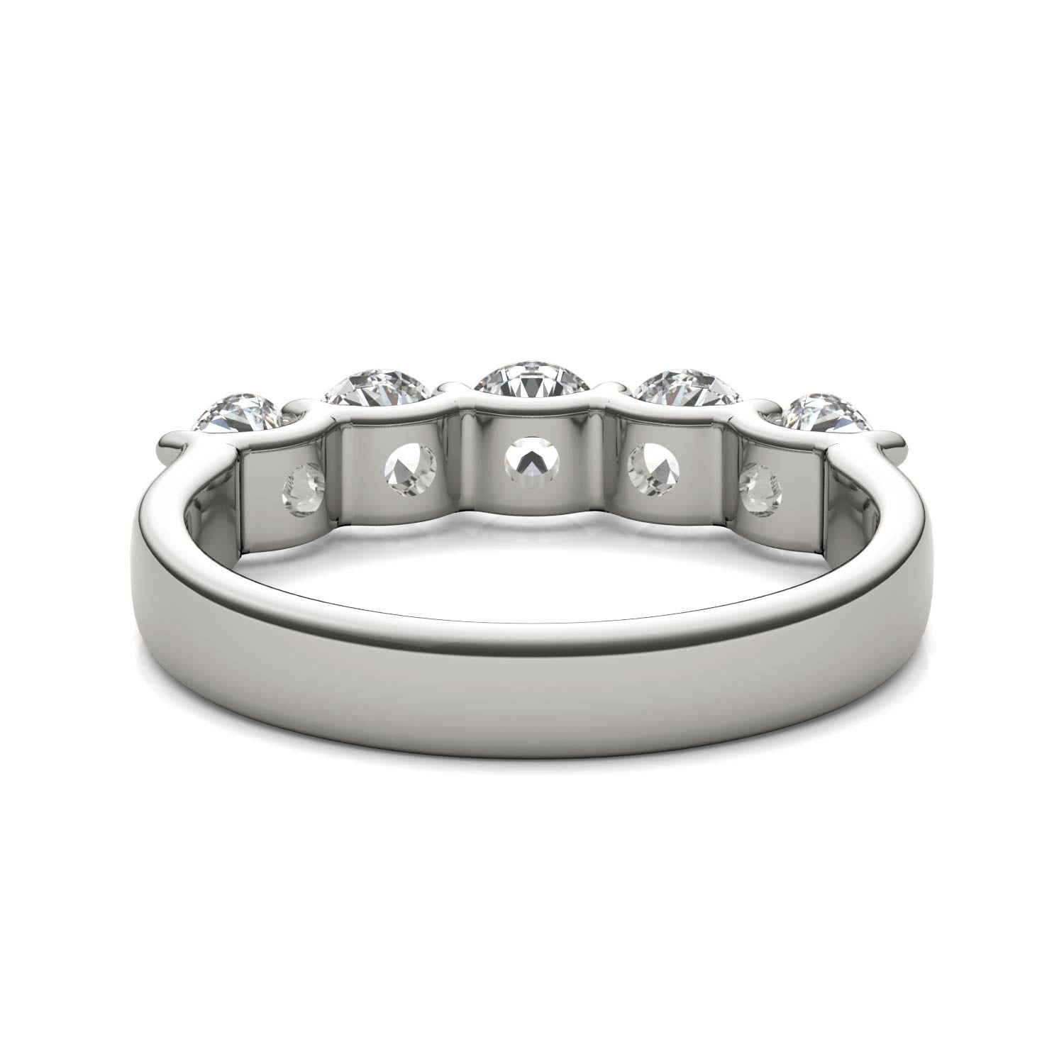 AGI Certified 1 1/4 CTW Round Lab Grown Diamond (G/VS) Five Stone Anniversary Band in 14K White Gold - Bijoux Majestique Jewelry