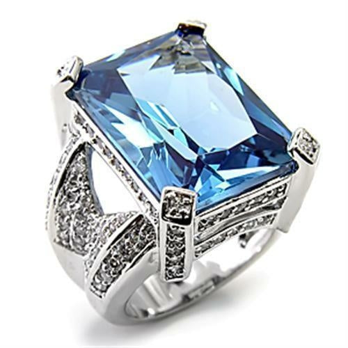 7X315 - Rhodium 925 Sterling Silver Ring with AAA Grade CZ Spinel in L Bijoux Majestique Jewelry