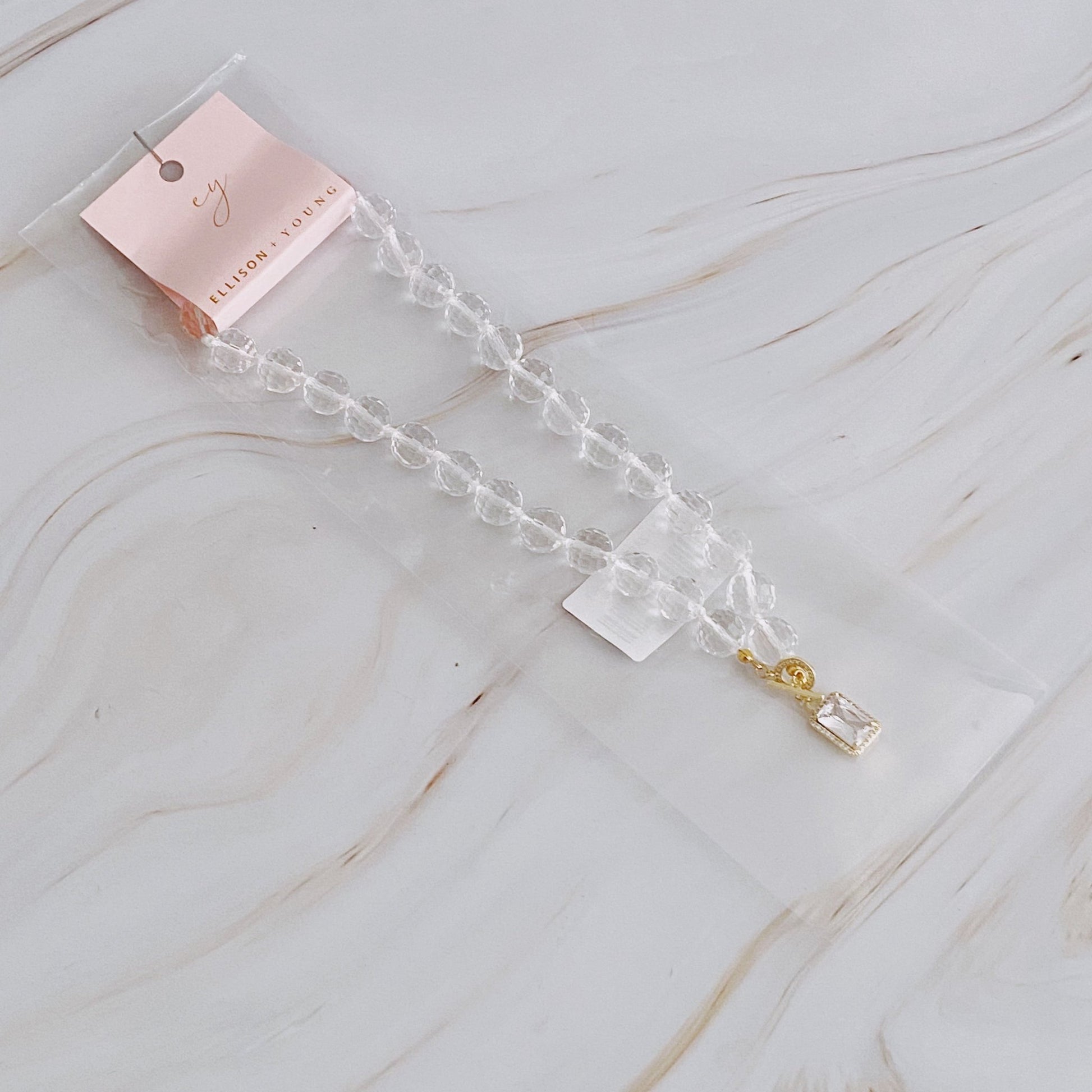 Clear Crystal Ball Chain Necklace - Bijoux Majestique Jewelry