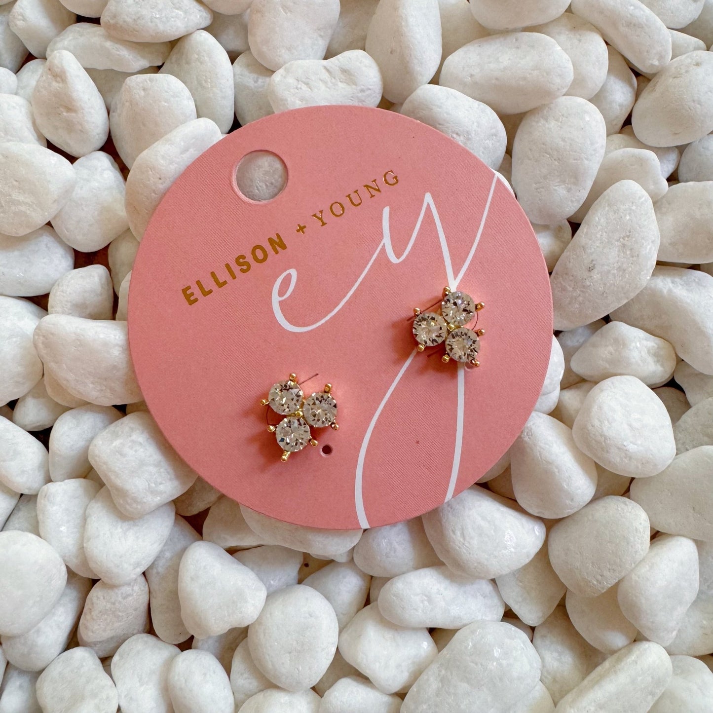 Faceted Trio Crystals Stud Earrings - Bijoux Majestique Jewelry