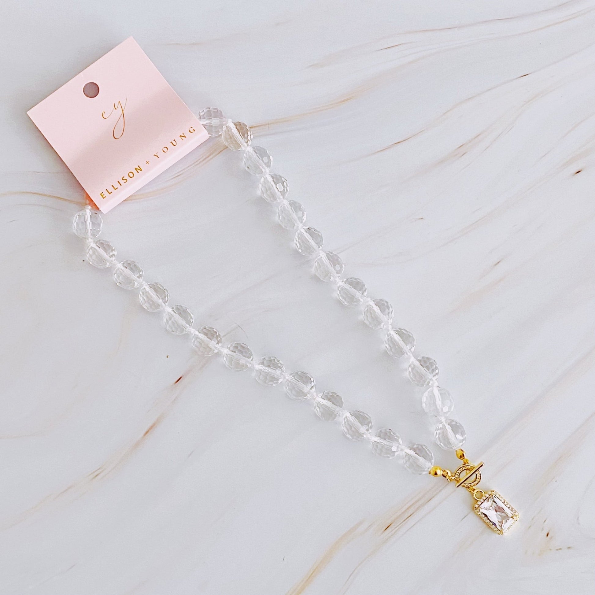 Clear Crystal Ball Chain Necklace - Bijoux Majestique Jewelry