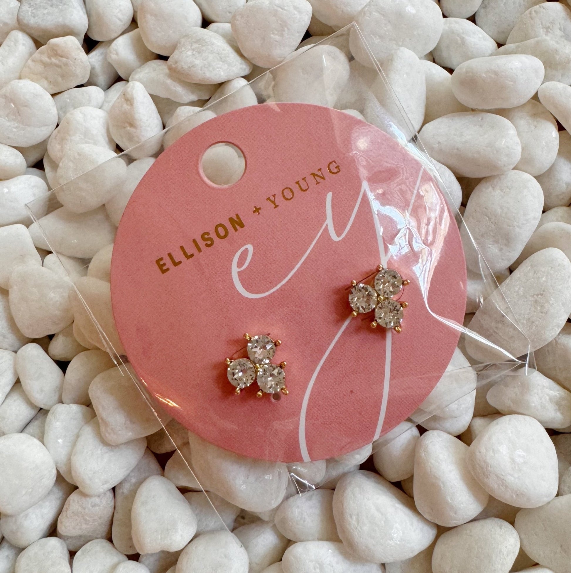 Faceted Trio Crystals Stud Earrings - Bijoux Majestique Jewelry