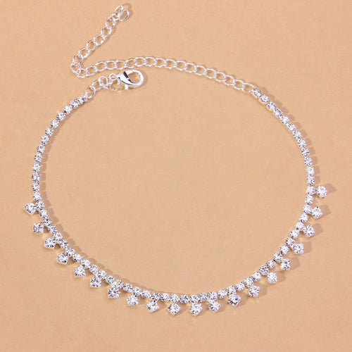 Rhinestone Water Drop Anklet Foot Jewelry for Women Silver/Gold Bijoux Majestique Jewelry