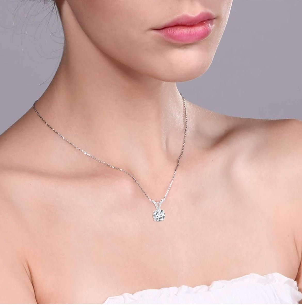 1.00 CTW AGI Certified Lab Grown Diamond Pendant - G/VS Clarity Round Cut in Choice of 14K White or Yellow Gold - Bijoux Majestique Jewelry