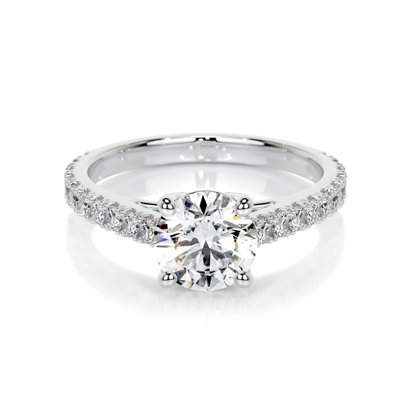 Round Brilliant Lab Grown Diamond Channel Setting Engagement Ring (F/VS) in 14K White Gold - Bijoux Majestique Jewelry