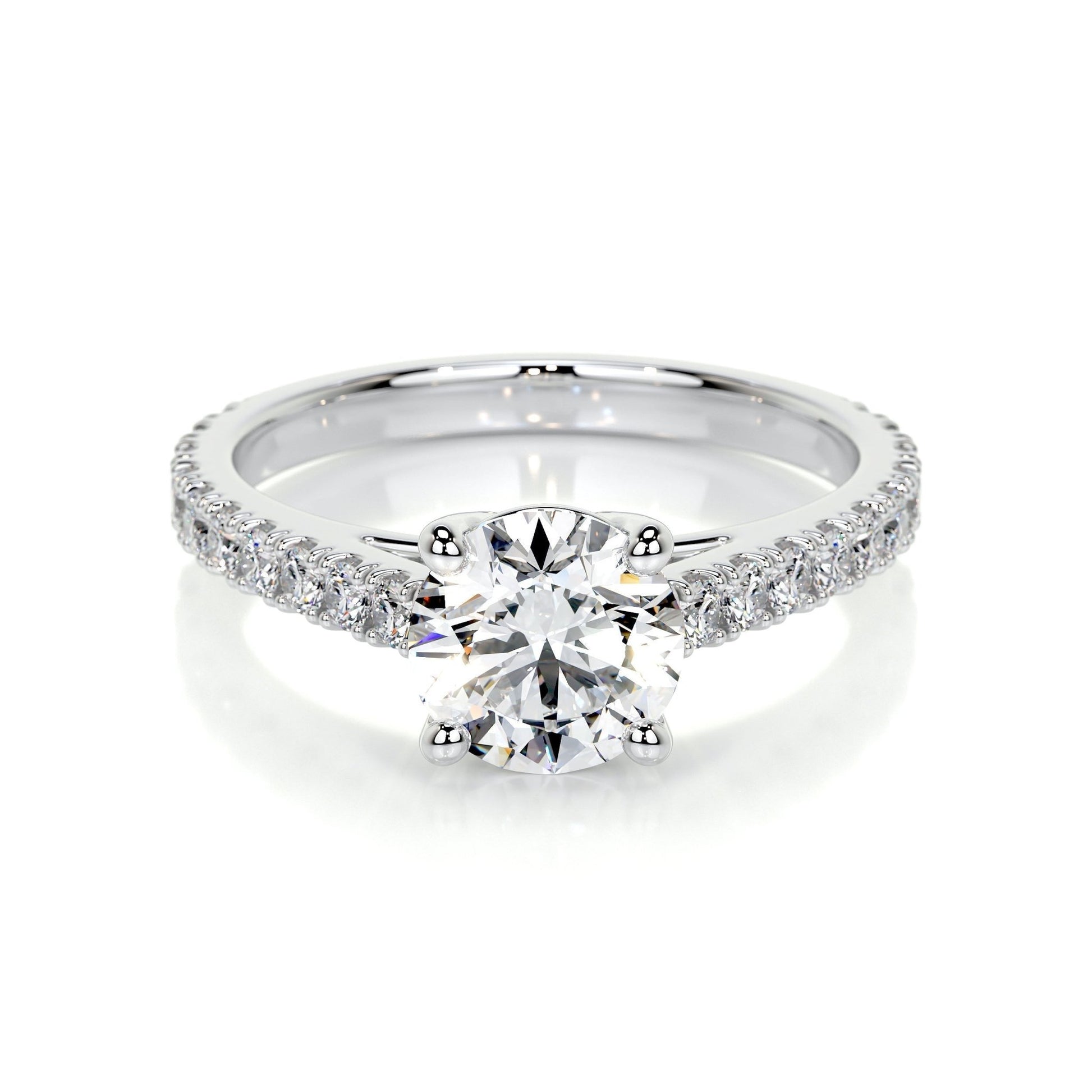 Round Brilliant Lab Grown Diamond Channel Setting Engagement Ring (F/VS) in 14K White Gold - Bijoux Majestique Jewelry