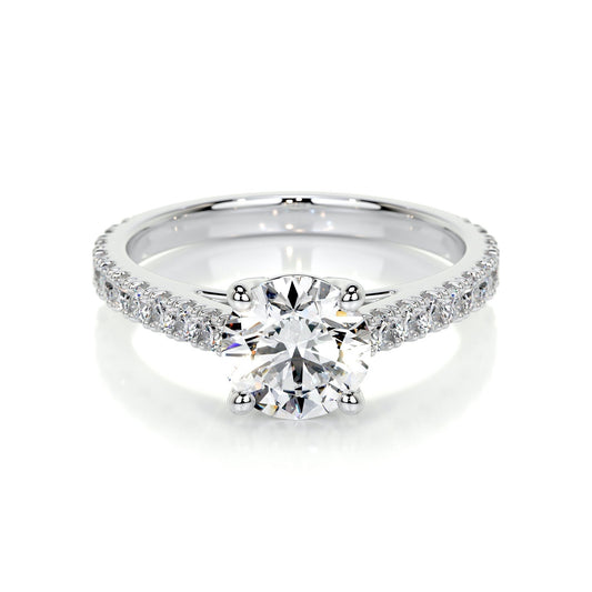 Round Brilliant Lab Grown Diamond Channel Setting Engagement Ring (F/VS) in 14K White Gold - Bijoux Majestique Jewelry