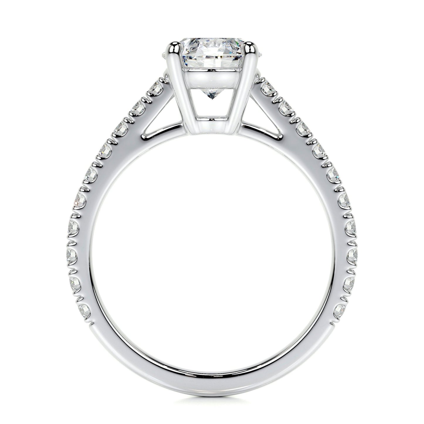 Round Brilliant Lab Grown Diamond Channel Setting Engagement Ring (F/VS) in 14K White Gold - Bijoux Majestique Jewelry