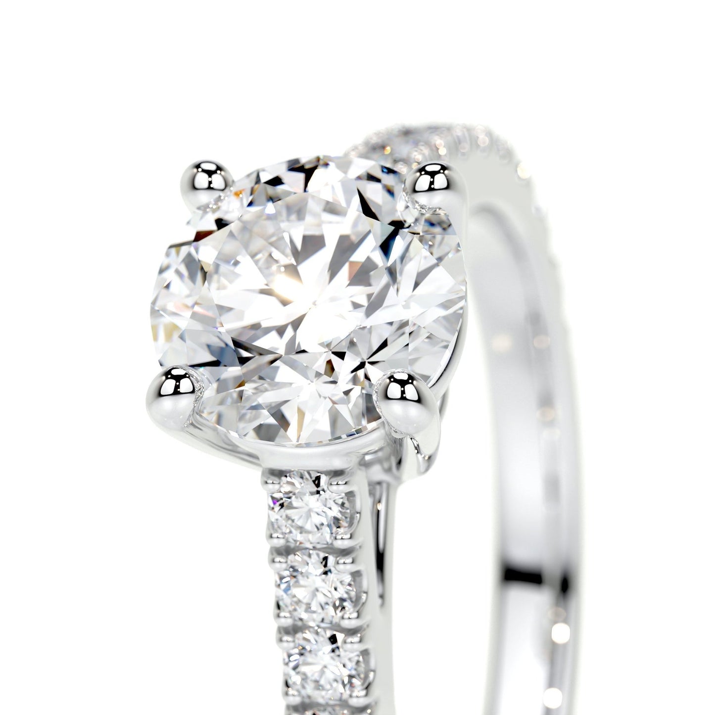 Round Brilliant Lab Grown Diamond Channel Setting Engagement Ring (F/VS) in 14K White Gold - Bijoux Majestique Jewelry