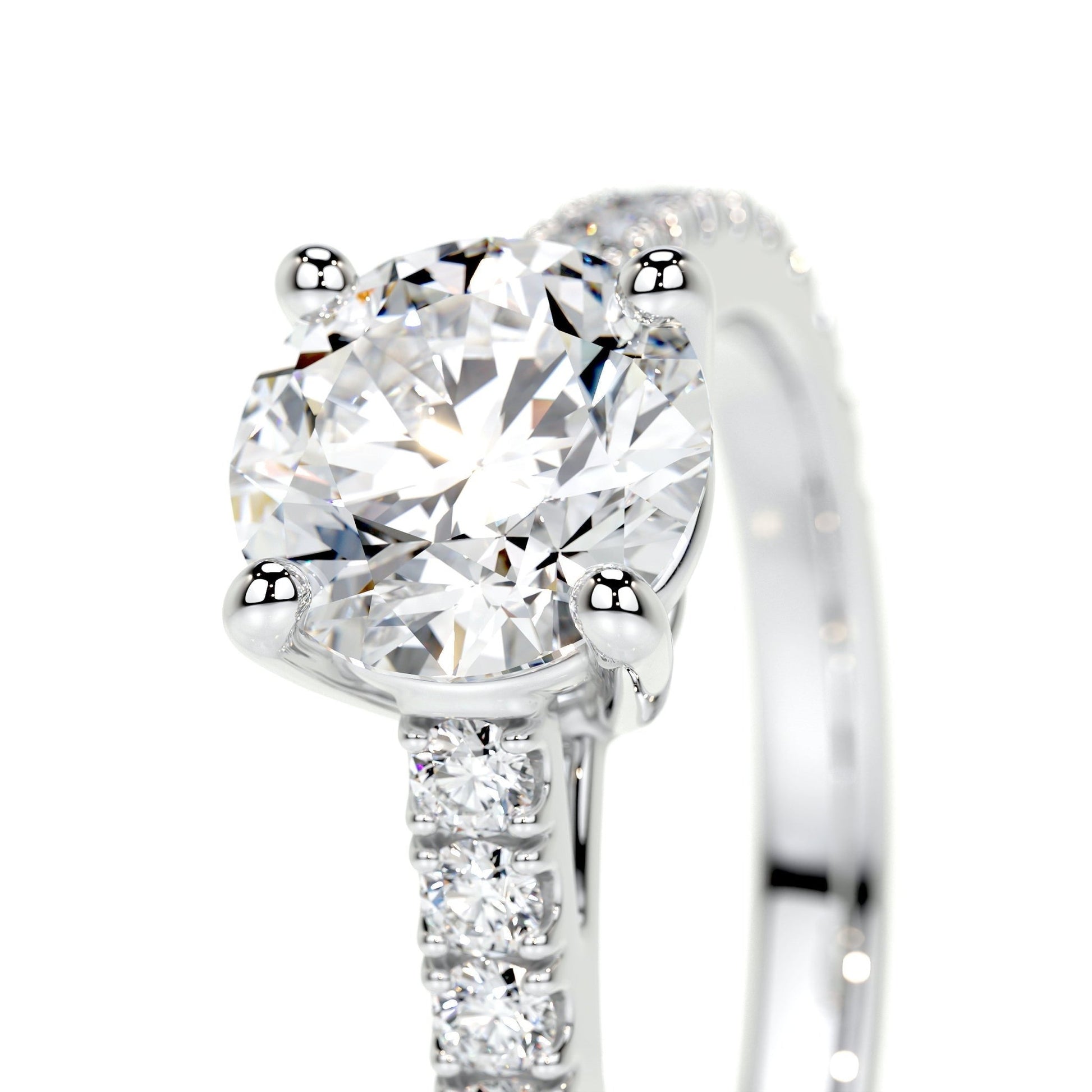 Round Brilliant Lab Grown Diamond Channel Setting Engagement Ring (F/VS) in 14K White Gold - Bijoux Majestique Jewelry