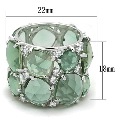 LOS764 - Rhodium 925 Sterling Silver Ring with Synthetic Synthetic Bijoux Majestique Jewelry