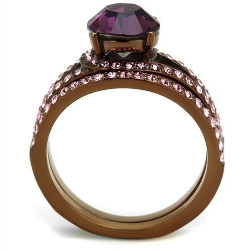 TK2745 - IP Coffee light Stainless Steel Ring with Top Grade Crystal Bijoux Majestique Jewelry