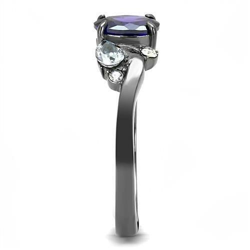 TK3169 - IP Light Black  (IP Gun) Stainless Steel Ring with AAA Grade Bijoux Majestique Jewelry