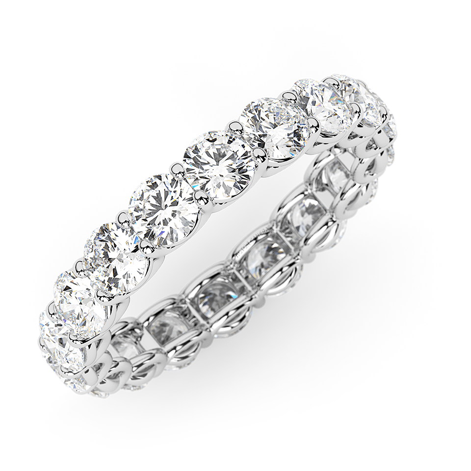 AGI Certified 2 CTW Round Lab Grown Diamond Eternity Band in 14K White Gold (F - VS) - Bijoux Majestique Jewelry