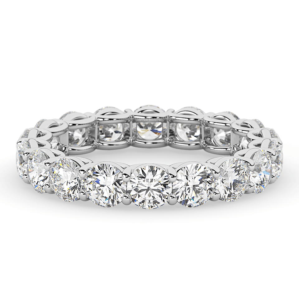 AGI Certified 2 CTW Round Lab Grown Diamond Eternity Band in 14K White Gold (F - VS) - Bijoux Majestique Jewelry