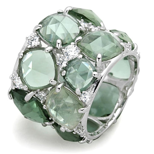 LOS764 - Rhodium 925 Sterling Silver Ring with Synthetic Synthetic Bijoux Majestique Jewelry