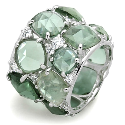 LOS764 - Rhodium 925 Sterling Silver Ring with Synthetic Synthetic Bijoux Majestique Jewelry