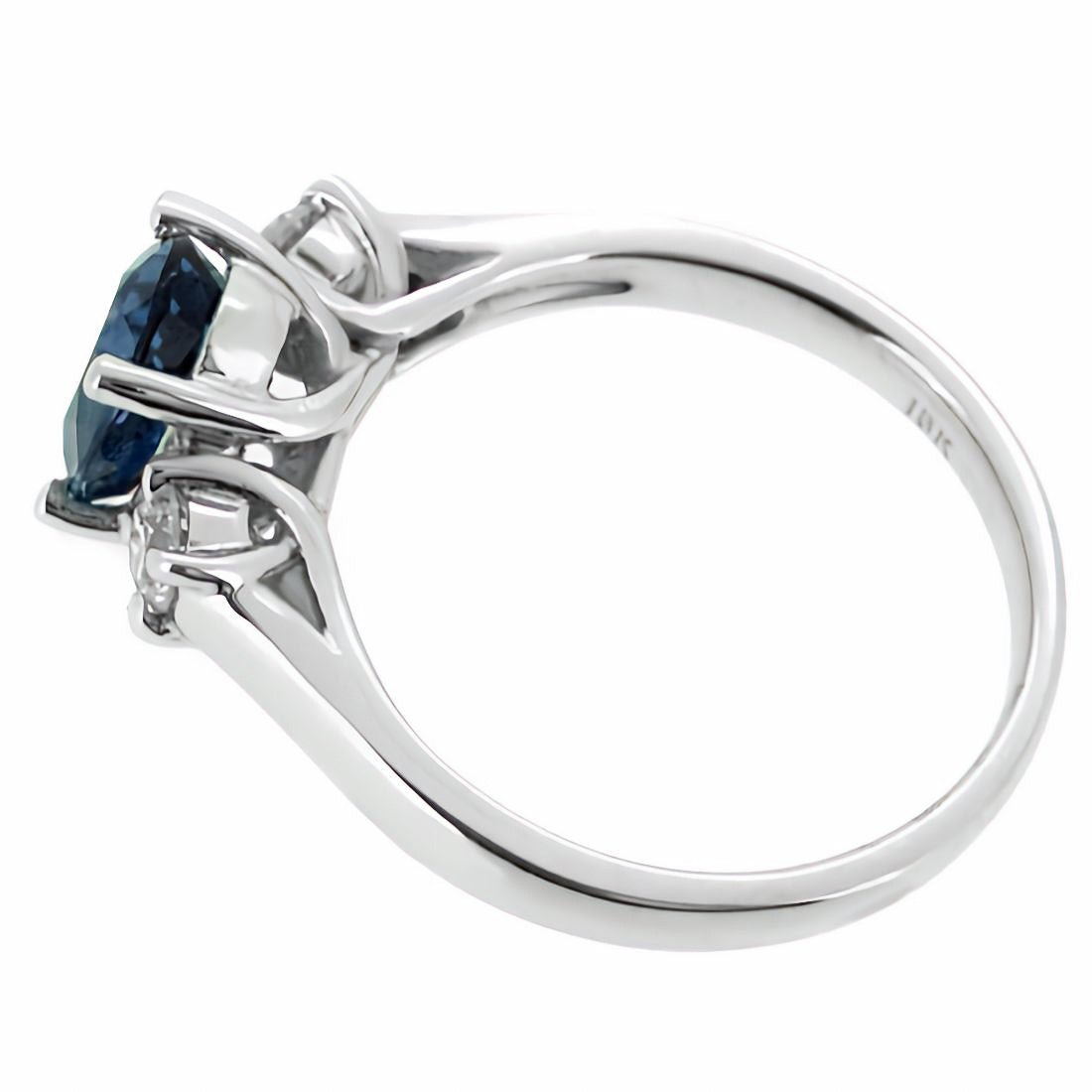 2.00 CTW Lab Created Oval Blue Sapphire & Diamond 3 - Stone Engagement Ring in 14kt Gold - Bijoux Majestique Jewelry